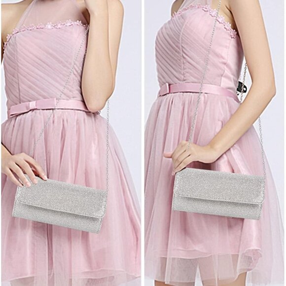 Evening Clutch Bag for Women Golden Sparkling Party Clutch Wedding Party Handbag - Picture 6 of 6